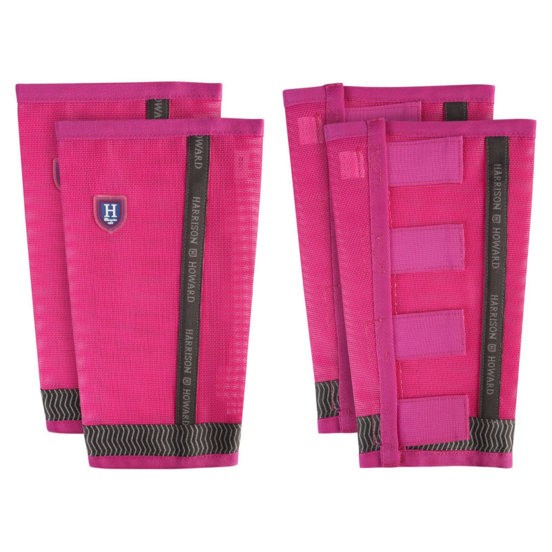 Harrison Howard Loose-Fitting Horse Fly Boots UV-Protective, Breathable, Durable Fine Mesh Leggins Stay-on Comfortable Fly Boots with Reflective Strips for Extra Safety (Set of 4) Magenta Pony (Small) Small - PawsPlanet Australia