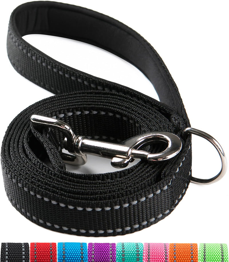 SUNNQ 6FT Reflective Dog Leash for Medium and Large Dogs with Soft Padded Handle, Double-Side Reflective Heavy Duty Dog Leashes for Walking and Training, Strong and Durable Nylon Lead with D Ring 1 in x 6FT Black - PawsPlanet Australia