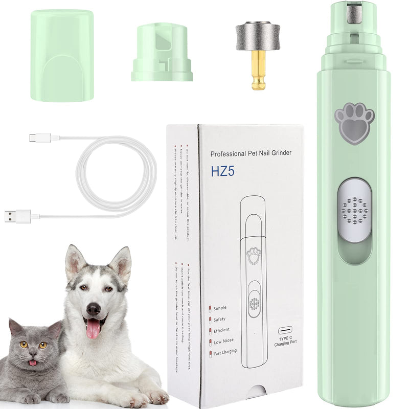 VIWIK Dog Nail Grinder, 2-Speed Rechargeable Dog Nail Trimmers for Large Medium & Small Dogs, Upgrade Professional Electric Pet Paws Grooming, Quiet Soft Puppy Grooming Tool, Cat Nail Grinder Green - PawsPlanet Australia