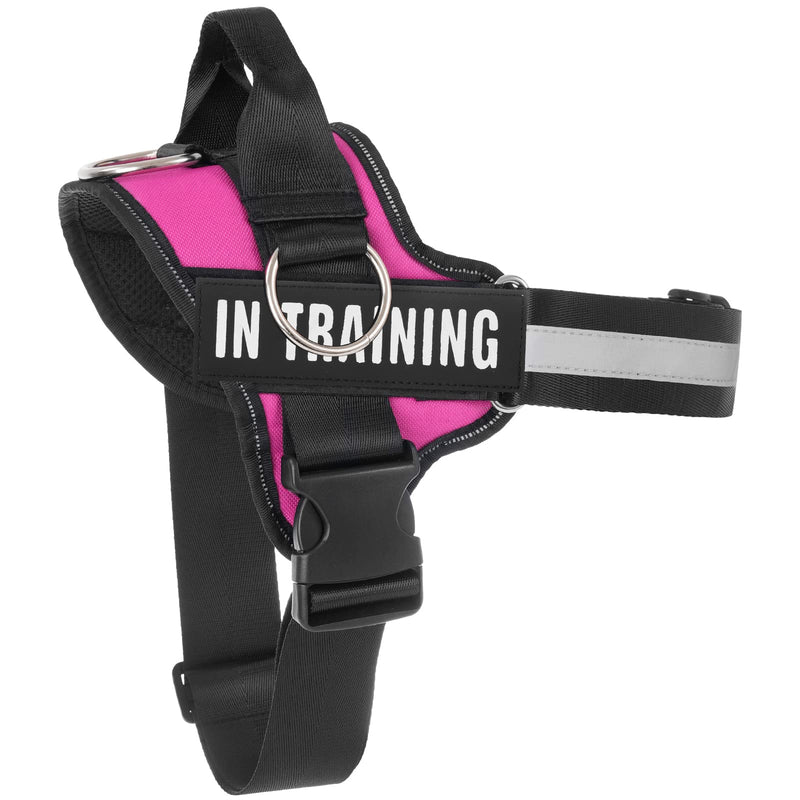 Essential Dog Harness, No Pull Pet Harness with 3 Side Rings for Leash Placement, No Choke, Reflective, Adjustable Pet Vest, Easy On-Off & Improved Control Handle, Training, Walking, Running S(Neck:14-18",Chest:16-21") Rose - PawsPlanet Australia