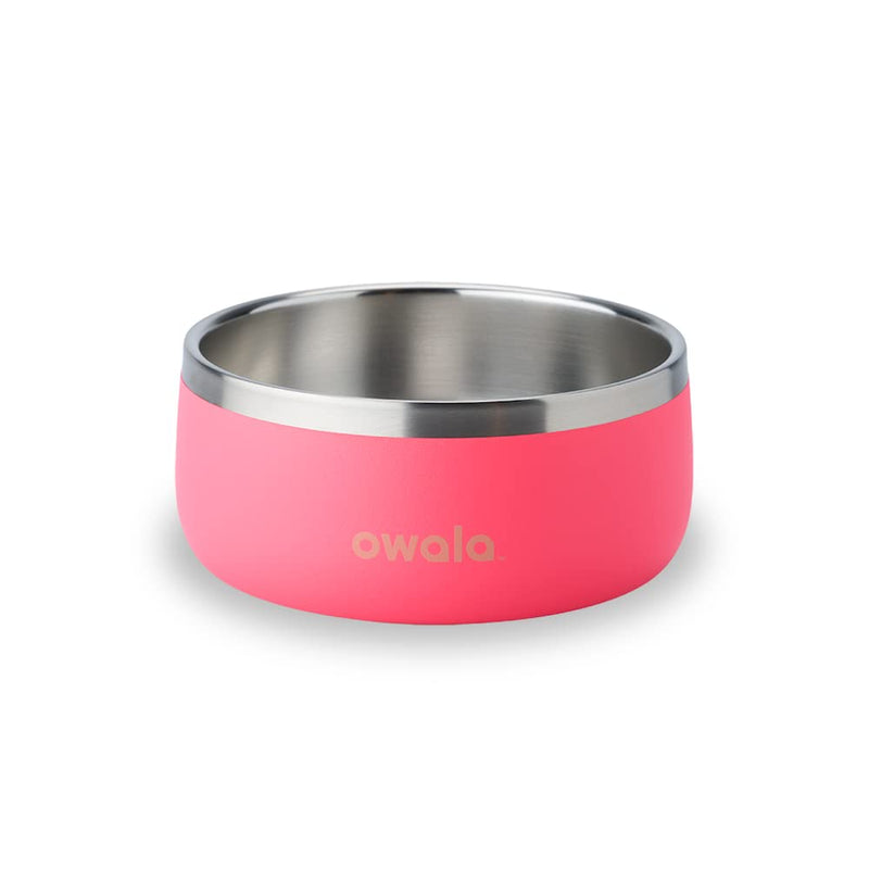 Owala Pet Bowl - Durable Stainless Steel, Food and Water Bowl for Dogs, Cats, and All Pets, Non-Slip Base, 24oz, Pink (Hyper Flamingo) 24 oz Hyper Flamingo - PawsPlanet Australia
