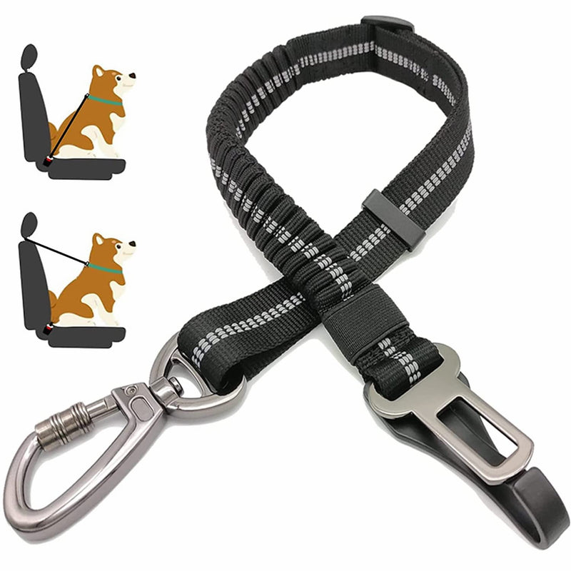 Dog Seat Belt,Adjustable Dog Seatbelt for Car,3 in 1 Dog Safety Belt Leash,Reflective Bungee Dog Car Seatbelt with Hook& Buckle, Dog Car Seat Belt with Aviation Zinc Alloy Rotatable Carabiner - PawsPlanet Australia