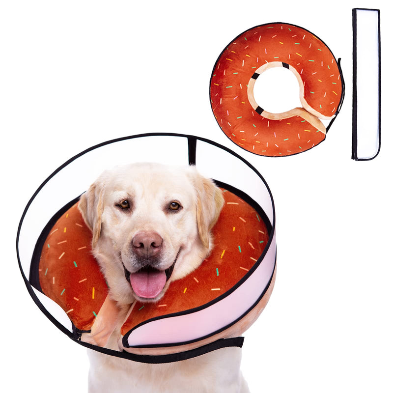 Inflatable Dog Cone Collar with Enhanced Anti-Licking, Soft Neck Donut for Dogs Cats, Recovery Pet Cone Collar After Surgery for Large Medium Small Dogs (Brown, Small) Donut Brown - PawsPlanet Australia
