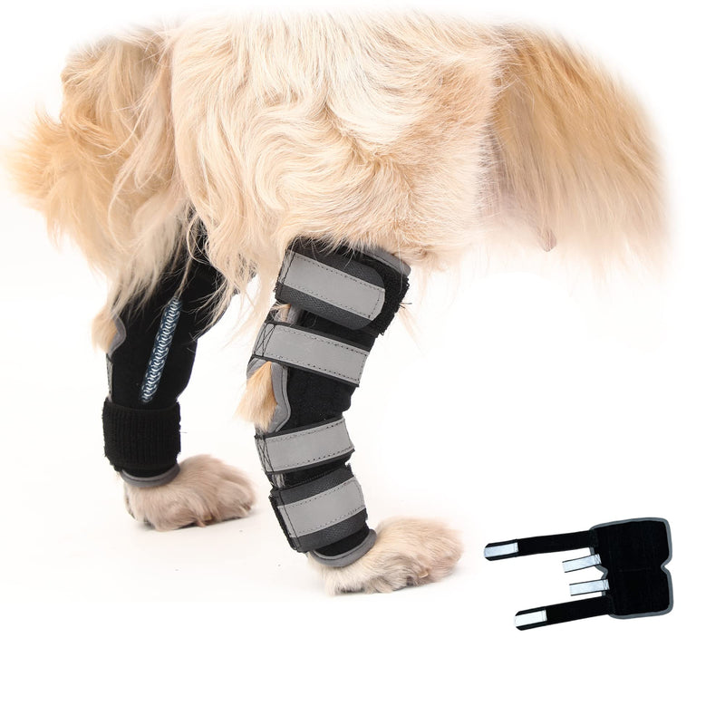 Fenice Dog Leg Brace for Rear Hock & Ankle, Canine Hock Brace with Dual Metal Strips, Dog Leg Joint ACL Sleeves, Injury and Sprain Protection, Wound Care 1 Pair Gray (Size: M) Middle - PawsPlanet Australia