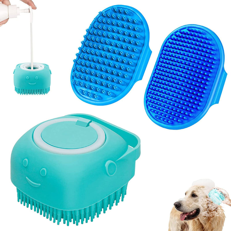 Comotech 3PCS Dog Bath Brush | Dog Shampoo brush | Dog Scrubber for Bath | Pet-Dog Bath Massage Brush Scrubber | Dog Shower/Wash /Grooming/Washing Brush with Adjustable Ring Handle for Short & Long Haired Dogs/Cats - PawsPlanet Australia