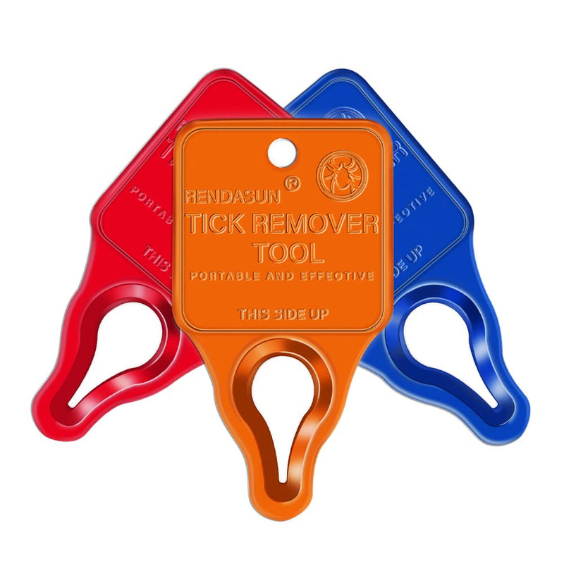 Rendasun Tick Remover Tool, Quick and Safe, and Reliable Suitable for Pets, Animals, and Humans, Essential Tick Remover Tool for Portable Outdoor Living (3 Pack Orange Red Blue) - PawsPlanet Australia