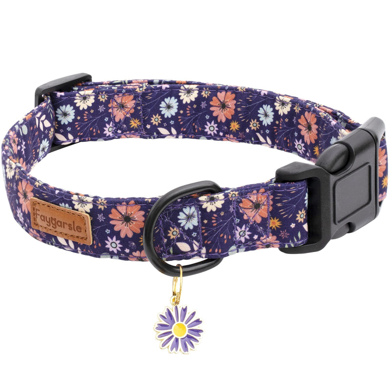 Faygarsle Floral Dog Collar for Girls and Female Dogs Soft and Fancy Pet Collar with Flower Design Ideal Purple Dog Collar for Small Medium Large Dogs M - PawsPlanet Australia