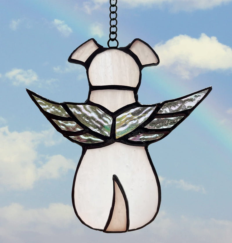 ZUAJITER Angel Dog Memorial Gifts for Loss of Dog Sympathy Gift, Passing Away Remembrance Memory Ornaments for Dog Lovers, Stained Glass Pet Bereavement Window Hanging with Moon - PawsPlanet Australia
