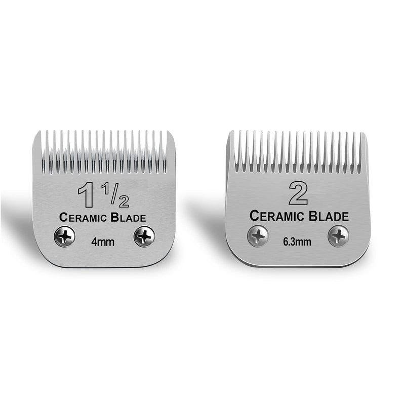 Professional Detachable Replacement Ceramic Blades set,compatible with Andis AGC,BDC,BGC,MBG Series,oster Classic 76/Star-Teq/Power-Teq Clippers,Size 1-1/2+Size 2#,2 pcs Size 1-1/2(2 pcs) - PawsPlanet Australia