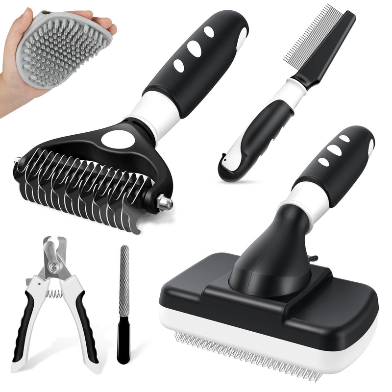 Augwind 6PCS Dog Grooming Kit I Dog Brush for Shedding I Slicker Brush For Dogs I Dog Comb I Cat&Dog Nail Clipper with Nail File I Dog Bath Brush I Premium Pet Supplies Set (Cute Penguin Design) - PawsPlanet Australia