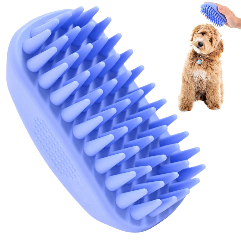 Dog Grooming Bath Brush, Pet Rubber Brush For Shower Scrubbing & Soothing Massage, Ideal for Long & Short Haired Dogs and Cats, Essential Puppy Grooming Accessories, Long Pins [We Love Doodles] - PawsPlanet Australia