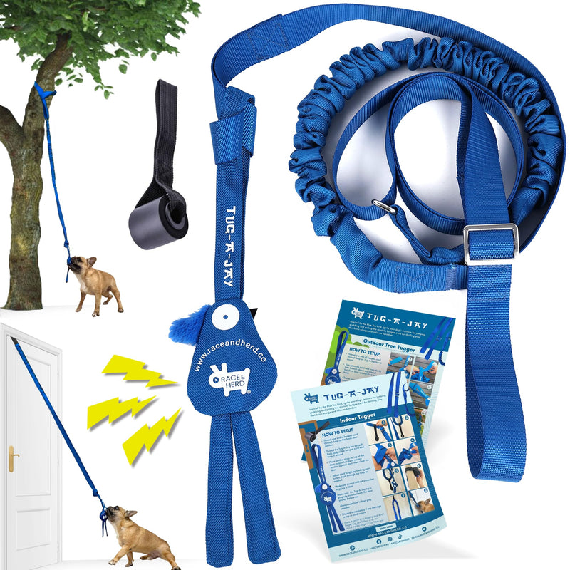 Race&Herd Tug-A-Jay - Dog Bungee Tug Toy, Tug of War Dog Toy Tree Tugger, Tether Tug of War | Adjustable 124" Rope Dog Toys, Dog Boredom Buster Toys | Squeaky Dog Toys & Crinkle Dog Toy Interactive Exercise Play Rope Cord, Tether Tug - PawsPlanet Australia