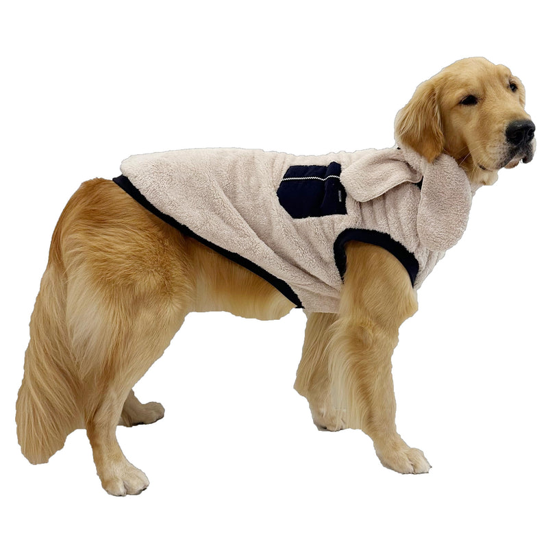 D DOGGY STAR Big Dog Clothes Warm Fleece Sweaters Scarf Set Configuration for Large Medium Small Dogs (6XL,Scf NVY Pkt) Warm Fleece T 6XL Navy Pocket - PawsPlanet Australia