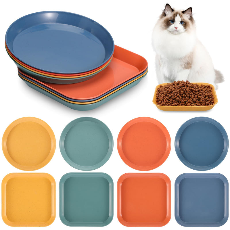 8 Pieces Cat Food Bowl Set, 6 Inch Shallow Cat Food Dish Whisker Fatigue Relief Cat Bowl Cat Wet Feeding Bowls Wide and Small Pet Plate for Cats and Small Dogs (Round,Square) - PawsPlanet Australia