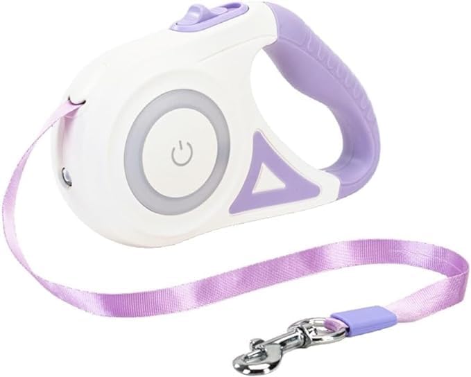 Best Dog Supplies Retractable Dog Leash with Flashlight & Front Safety Led Light - 360°Tangle-Free Training Leash for Night Walks & Ultimate Freedom with Anti Slip Handle - Perfect All Dogs - Purple - PawsPlanet Australia