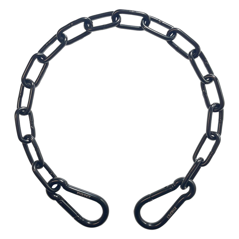 PNKPET 304 Stainless Steel Gate Chain 20" x 5/25" - 550lbs Capacity Chain Lock - Chain Link Gate Latch for Outdoor Fence & Livestock - Safety Hanging Metal Chain with 2 Carabiners - Black (1 Pack) 5mm Black - 1 Pack - PawsPlanet Australia