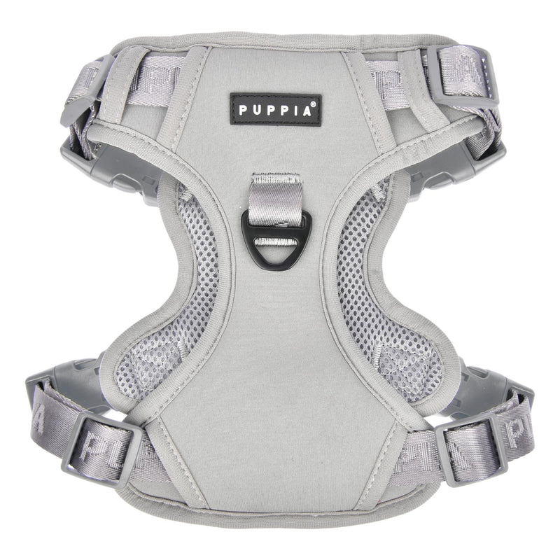 Puppia Jarek Dog Harness H Comfortable Sturdy Handle Adjustable Neck and Chest for Small and Medium Dogs - Grey - M - PawsPlanet Australia