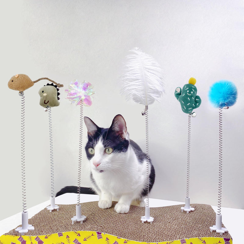 YOOLEETC 6PCS Cat Toys,Cat Wand Toy,Cat Scratcher Toys,Cat Scratcher Plug-ins & Cat Fun Themselves Play Toys,Fun Toy for Cat Kitty Kitten Puppy. (6PCS) - PawsPlanet Australia