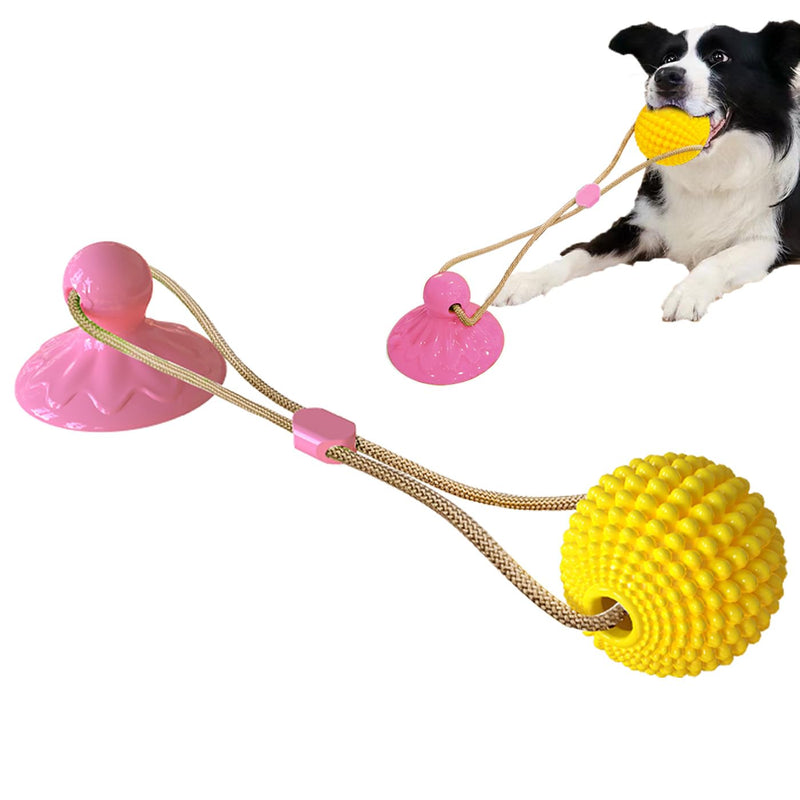 Corn Ball Chew Toys for Aggressive chewers, Interactive Suction Cup Dog Tug of War Toys, Teething Rope Toys for Puppy Boredom, Enrichment Teeth Cleaning for Medium Large Dogs (Pink) Pink - PawsPlanet Australia