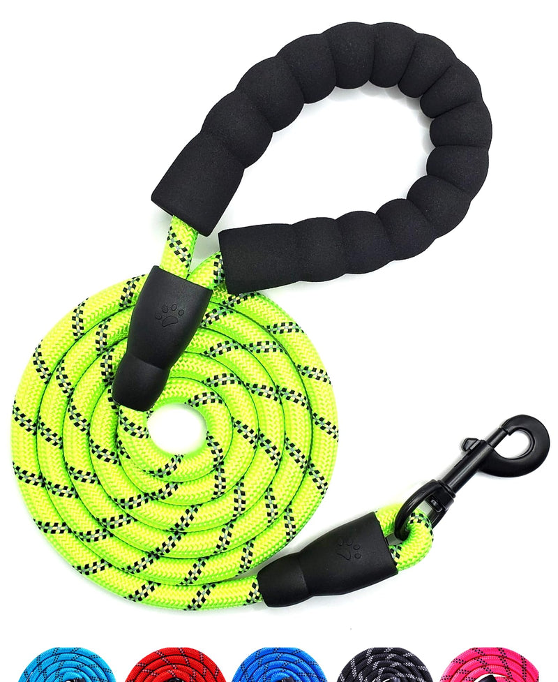 GLORYPET Dog Leash Heavy Duty, 5FT/6 FT Dog Leashes for Small Puppy Medium Large Breed Dogs with Comfortable Handle, Reflective Rope Pet Leash for Night Safety Walking (5 FT- 1/2", Green) - PawsPlanet Australia
