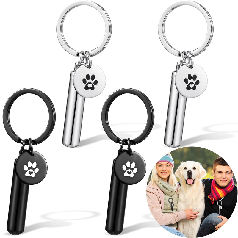 Loetere 4 Pcs Pet Urns Keychain, Paw Print Shape Urn Pendant Keychain for Pet Ashes Keepsake Stainless Steel Small Pet Urns for Dogs Small Pet Cremation Keepsake Pend Paw Print Memorial Urn - PawsPlanet Australia