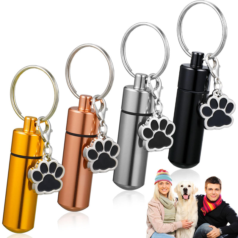 Loetere 4 Pcs Pet Urns Keychain with 4 Paw Shape Urn Pendant, Keychain for Pet Ashes Keepsake Stainless Steel Small Pet Urns for Dogs Small Pet Cremation Keepsake Paw Memorial Urn - PawsPlanet Australia
