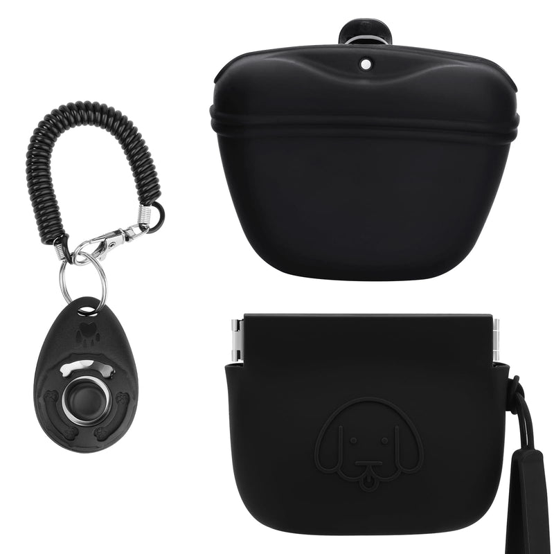 WALLFID Silicone Dog Treat Pouch,Auto Closure,Convenient Magnetic Buckle Closing and Waist Clip,with Pet Training Clicker,Walking Bag for Dog and Cat,Easy to Clean,Odorless - PawsPlanet Australia