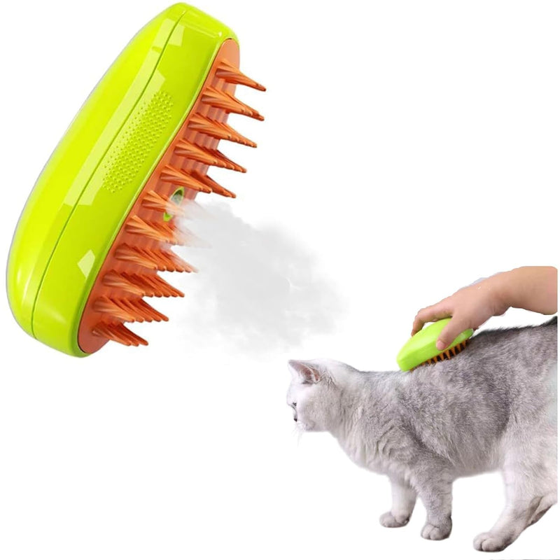 Steamy Cat Brush - 3 In1 Cat Steamy Brush, Self Cleaning Steam Cat Brush, Cat Steamer Brush for Massage, Cat Hair Brush for Removing Tangled and Loosse Hair-Green… Green - PawsPlanet Australia