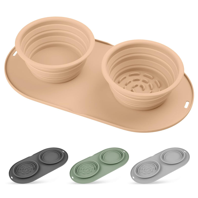 Dog Food Bowls Pet Bowls & Dog Water Bowls with No-Spill and Non-Skid, Feeder Bowls with Dog Bowl Mat for Small Medium Large Size Dogs Cats Puppy Pets Beige - PawsPlanet Australia