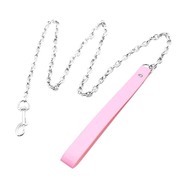 UUYYEO PU Leather Sexy Leash Choker Leash Couple Cosplay Leash Goth Punk Leash Small Pet Chain Leash for Small Dogs Pink - PawsPlanet Australia