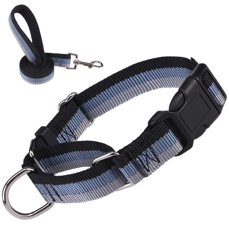 ESGPET Martingale Dog Collar and Leash Set for Small Medium Large Dogs, Reflective Heavy Duty Collar for Dogs, Adjustable Durable Pet Collars with Leash for Walking, Playing, Training (Medium) Black - PawsPlanet Australia