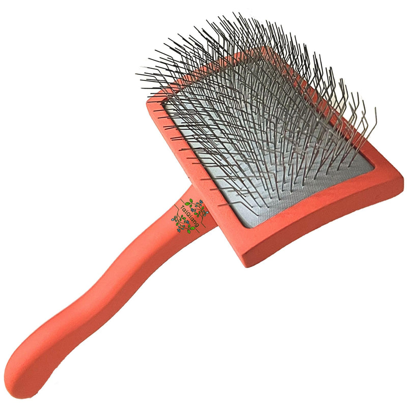 Dog Slicker Brush for Goldendoodles Labradoodles Poodles, Professional Gromming Large Dematting Slicker Brush, Soft Long Stainless Steel Pins, Coat Slicker Brush for Dematting, Red, Large - [TaiQiang] - PawsPlanet Australia