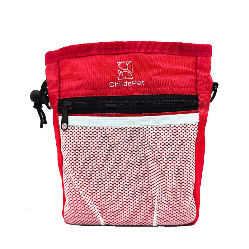 ChildePet Dog Treat Pouch for Pet Training and Dog Training Pouch with Built-in Poop Bag - Dog Treat Bag for Walking, Traveling - 500ml Storage for Pet Toys, Kibble, Treats (Red) Red - PawsPlanet Australia