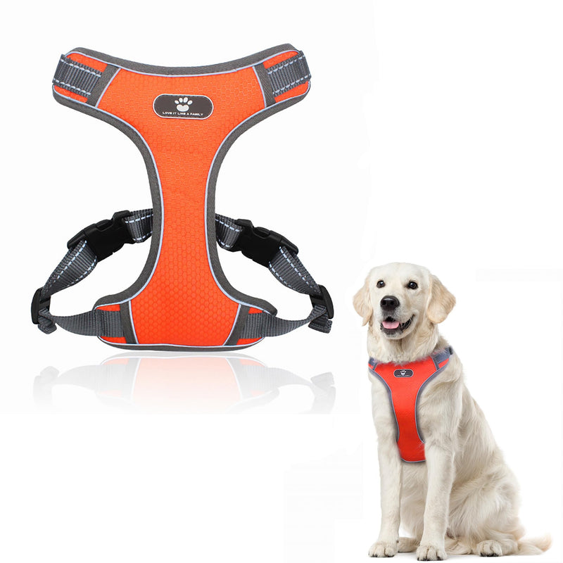 Petplicity No-Pull Pet Harness - Adjustable Soft Padded Oxford Vest for Medium Breeds - No Choke Reflective Safe Walks with Easy Control Handle - Small to Large Dogs (Orange, Large) Orange - PawsPlanet Australia