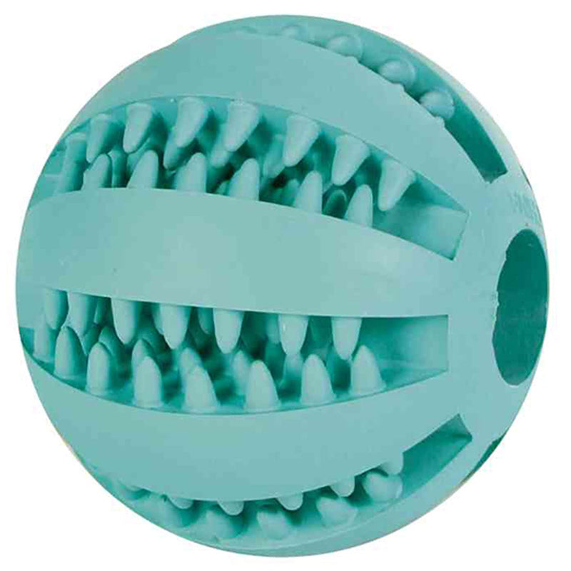 Trixie, dog, Denta Fun Ball, natural rubber with mint flavor, all breed sizes, 7 cm turquoise / without rope - PawsPlanet Australia