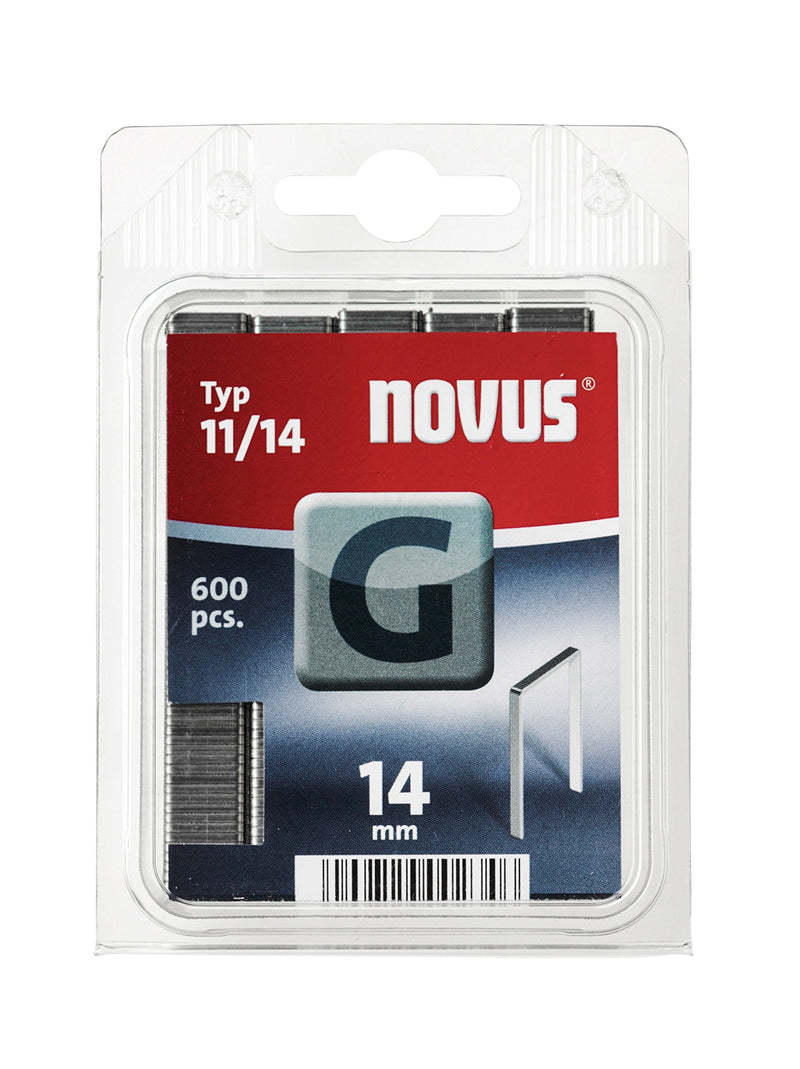 Novus flat wire staples 14 mm length, for hammer tackers, 600 staples of type G 11/14, made of galvanized steel wire, 600 pieces. single - PawsPlanet Australia