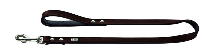 HUNTER BASIC dog lead, coated split leather, faux leather, hand strap, weather-resistant, 1.3/110 cm, brown/black, width: 1.3 cm, length: 110 cm - PawsPlanet Australia