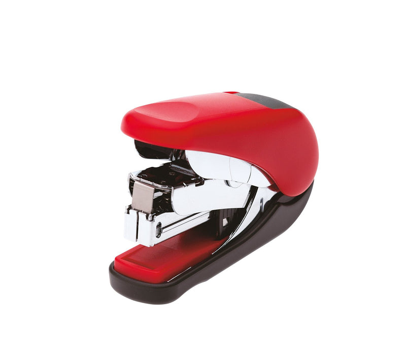 PLUS Japan, mini flat stapler ST-10V in red, flat stapler with power support, stapling capacity up to a maximum of 20 sheets, mini stapler, including 300 staples No. 10, pack of 1 (1 x 1 stapler) stapler - PawsPlanet Australia