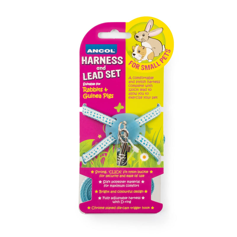 Ancol rabbit harness and lead, blue polka dots - PawsPlanet Australia