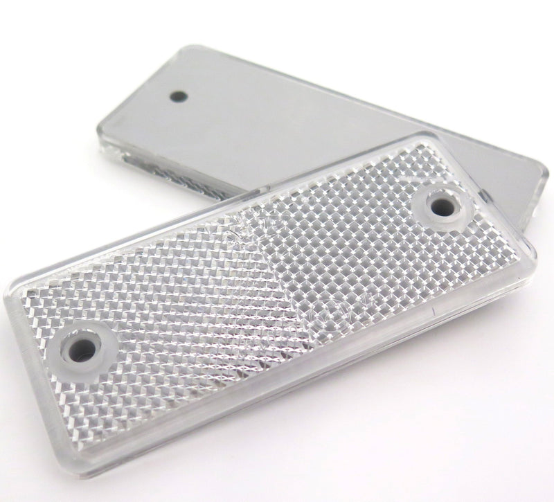 2x white reflectors 90 mm x 40 mm - cat eye rear reflectors - caravans and trailers - PawsPlanet Australia
