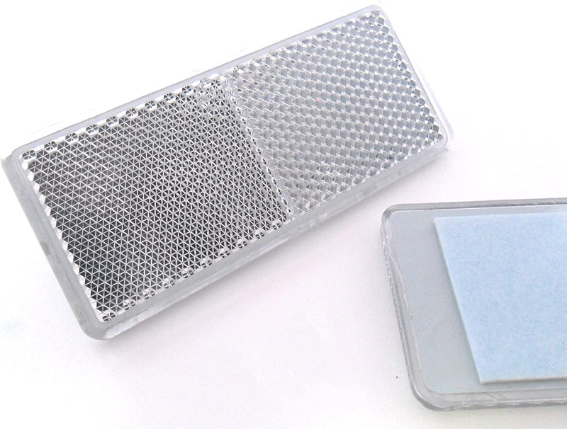 2x white reflectors 90 mm x 40 mm - rear reflectors, cat eyes, tail lights, self-adhesive - caravans and trailers - PawsPlanet Australia
