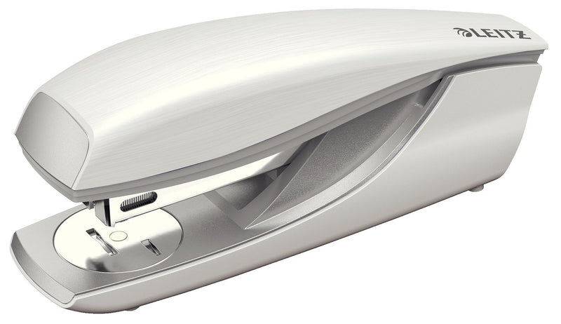 Leitz office stapler made of metal, for 30 sheets, including staples, ergonomic design, Arktik White, Style series, 55620004 Arktik White cardboard packaging - PawsPlanet Australia