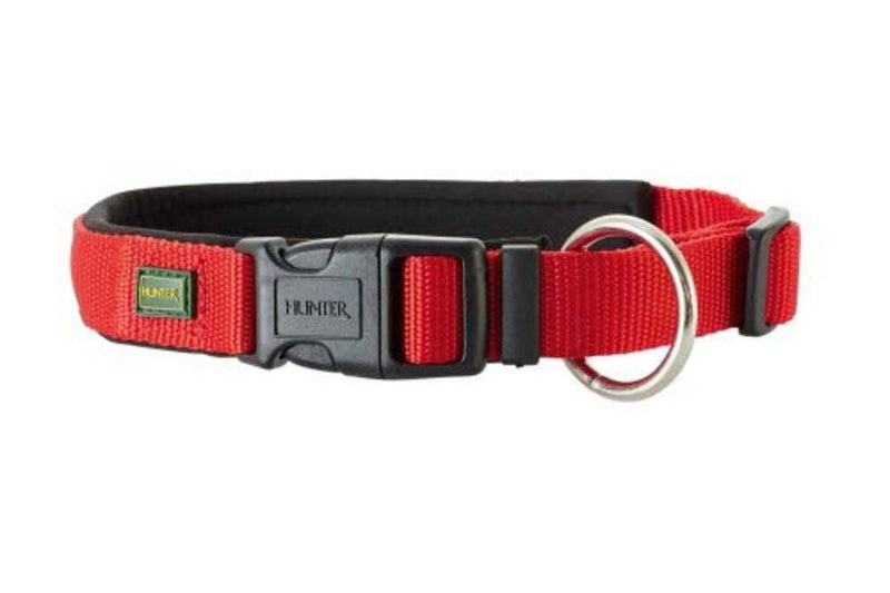 HUNTER NEOPREN VARIO PLUS collar, dog collar, nylon, padded with neoprene, 55/2.5 (L), red/black 55/2.5 (L) - PawsPlanet Australia