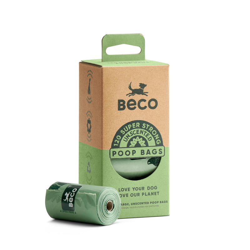 Beco Strong and Large Poop Bags - 120 Bags (8 Rolls of 15 Each) - Odorless - Dispenser Compatible Dog Poop Bags 15 Pieces (Pack of 8) - PawsPlanet Australia