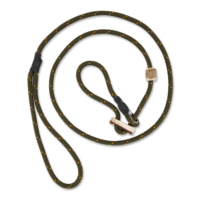 Romney's dog leash with collar 6mm | Moxon leash, retriever leash, agility leash | With draft limiter, draft stop made of deer horn (olive/green, 100 cm) green - PawsPlanet Australia