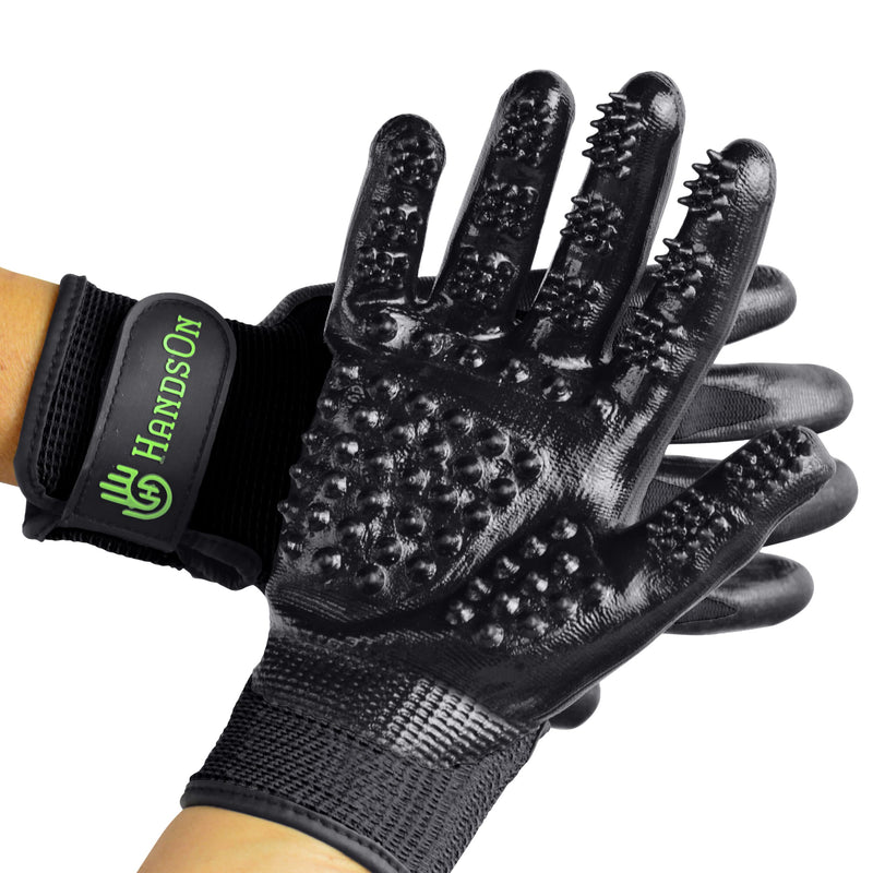 HandsOn Bathing/Grooming/Sheddinggloves for Dogs, Horses, Cats, Livestock, Small Pets, X-Large Extra Large Black - PawsPlanet Australia