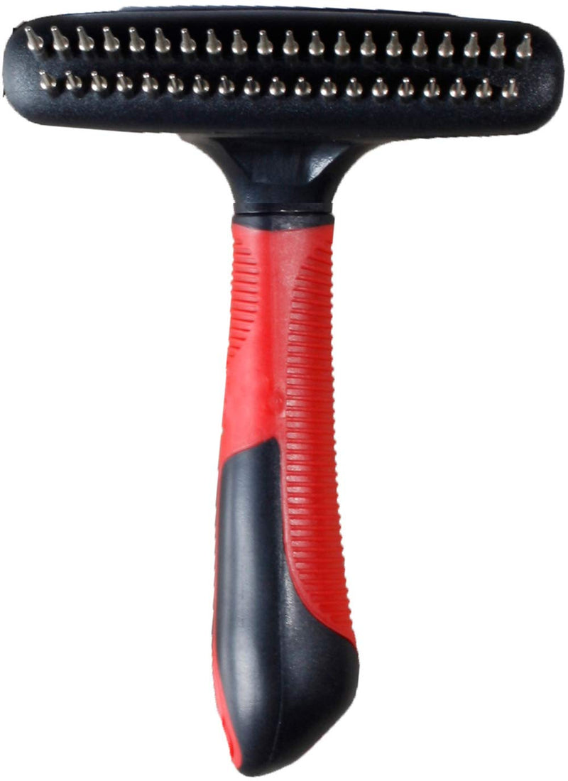 Karlie Undercoat Rake Double Row, Dog Combs, Rubber, Red/Black, 16.5x11x6 cm - PawsPlanet Australia