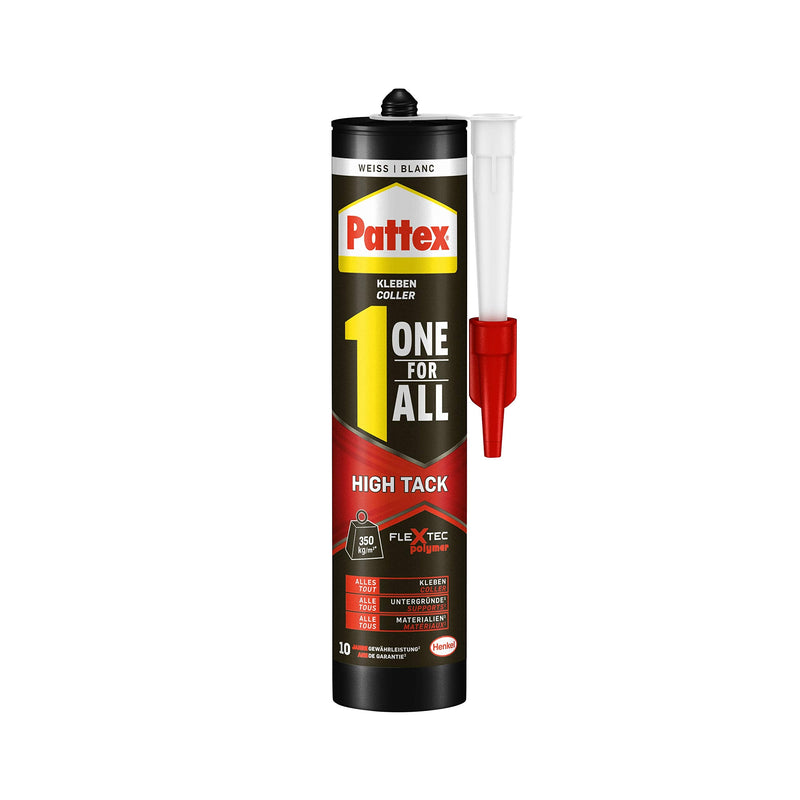 Pattex One For All High Tack, high-quality assembly adhesive, strong adhesive for all surfaces, flexible and powerful all-purpose adhesive, 1 x 440g cartridge white 440 g - High Track - PawsPlanet Australia