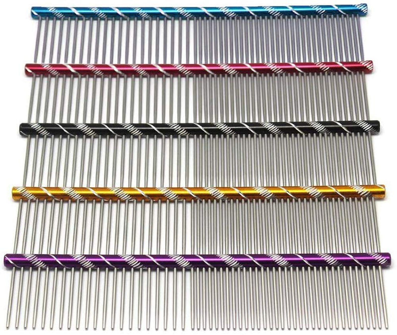 Meetory Pet Comb Dog Metal Dog Comb Stainless Steel Dog Grooming Combs Grooming Comb Cat Comb (16 cm x 2.7 cm, 1 Piece Random Color) - PawsPlanet Australia