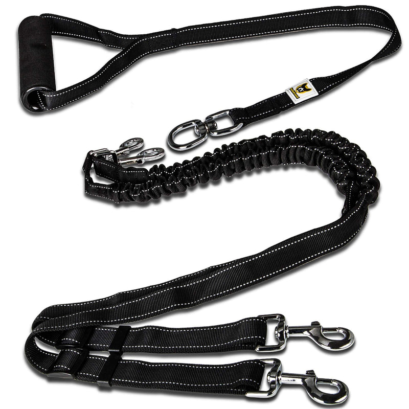 Twin leash - dog leash for 2 large dogs from 20 kg - double leash stretchable reflective 150 to 220 cm with soft grip - PawsPlanet Australia